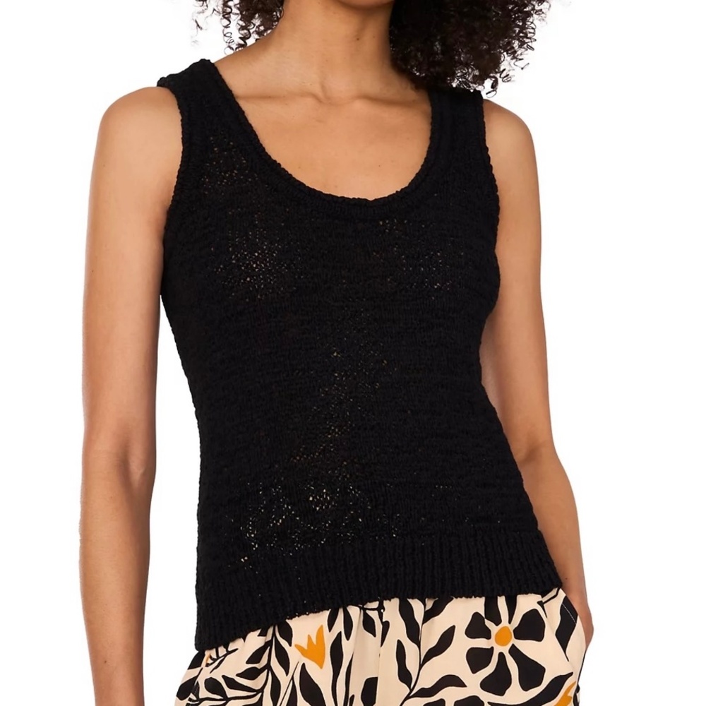 1. State open knit rolled scoop neck tank